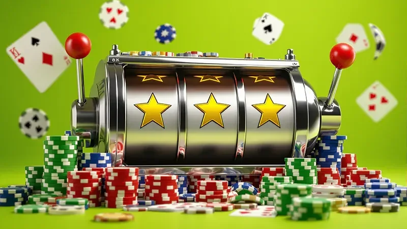 Tampilan permainan slot dengan reel dan simbol berwarna